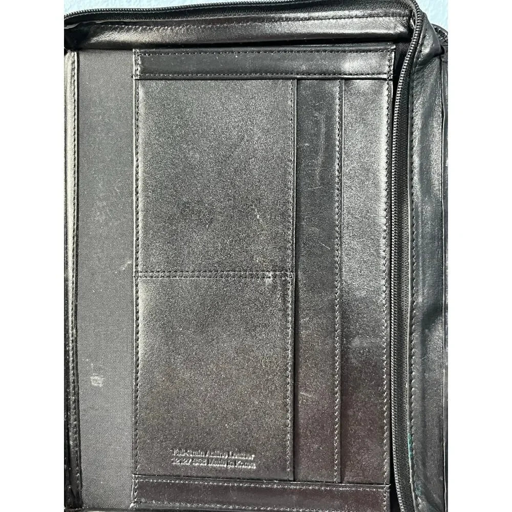 VTG Franklin Quest Black Leather Planner Binder 9.5”x11.5” Office Academia